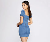 Denim Doll Puff Sleeve Mini Dress
